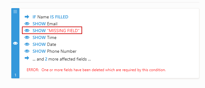 Condition: Make it easier to fix deleted fields error on multiple show/hide conditions Image 1 Screenshot 40