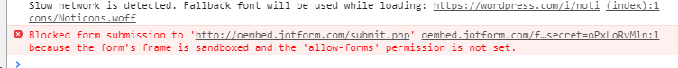 WP oEmbed: Error when submitting form, allow forms permission is not set Image 1 Screenshot 40