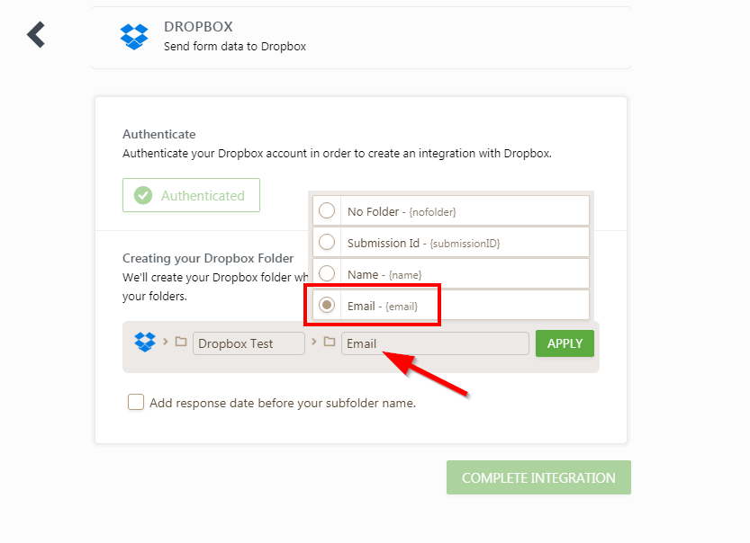 How to change the folder and file name on Dropbox Integration Image 1 Screenshot 20