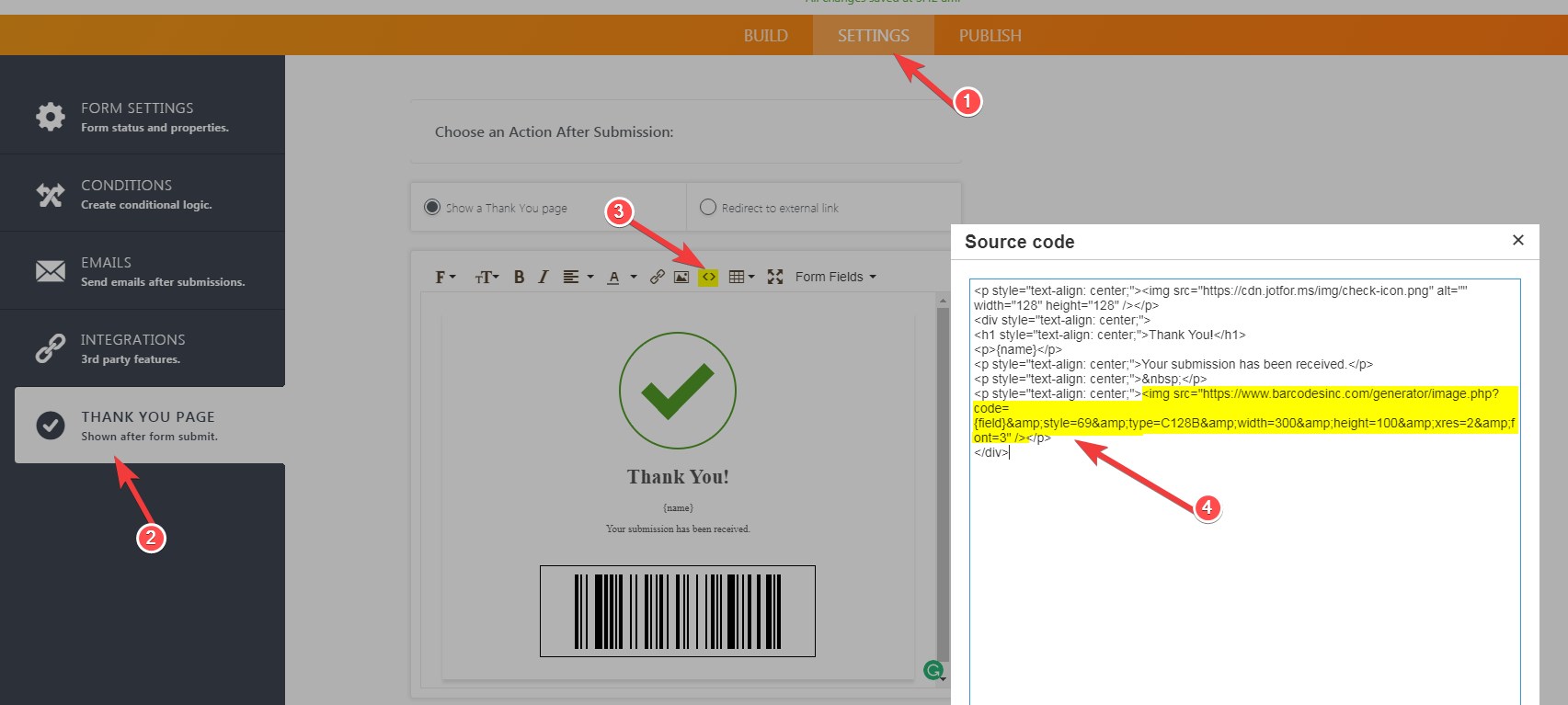 Is there a way for the ID Number (first field) input to be converted to a bar code? Image 1 Screenshot 20