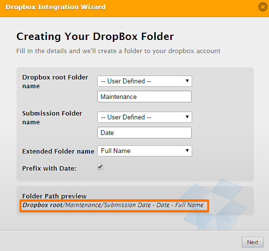 Possible to change the folder location in dropbox integration? Image 1 Screenshot 40