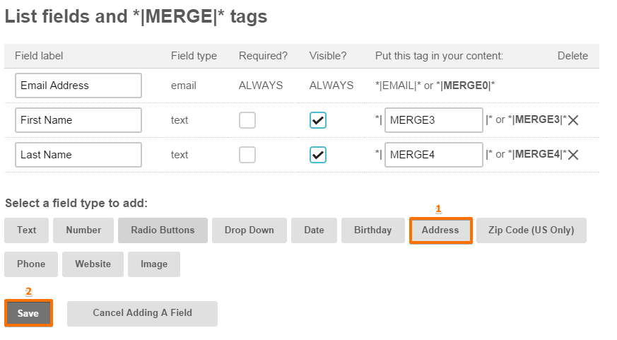 How to match the address fields in MailChimp with the address field from quick tools menu? Image 4 Screenshot 93