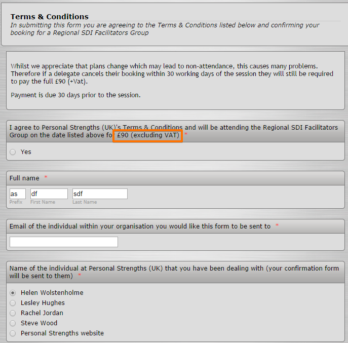 Completed forms under Terms and conditions it is displaying different text??   whete is this being picked up from? Image 2 Screenshot 41