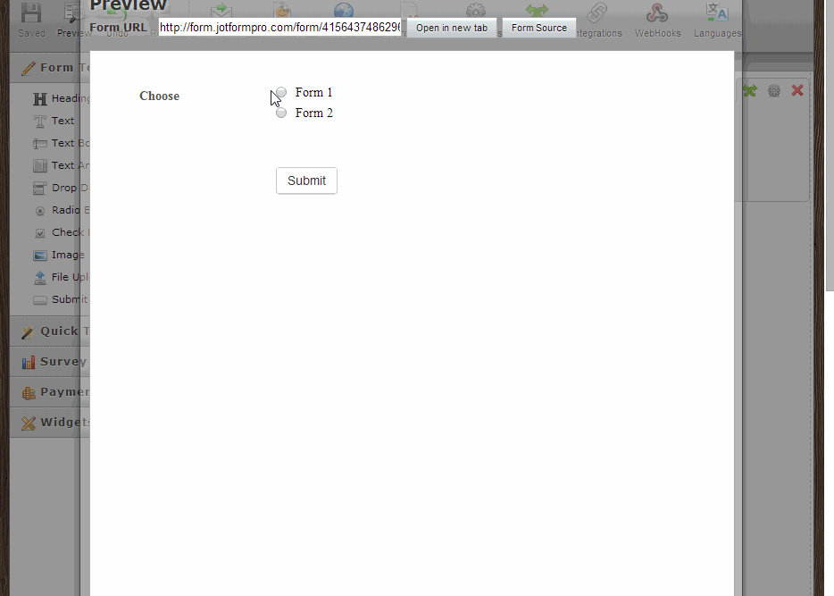 How to create links that will take you to the next step inside a form?