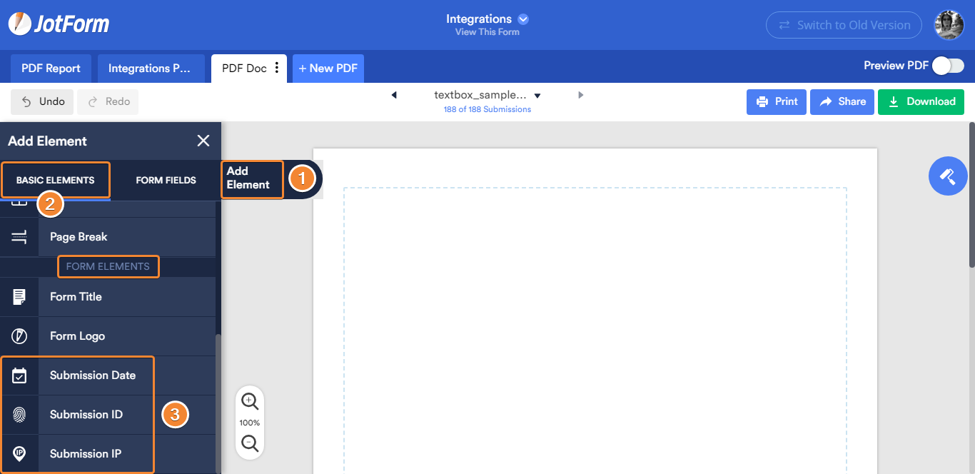 ფორმის გამოგზავნილი მონაცემების PDF დოკუმენტისათვის მინიჭება Image-1