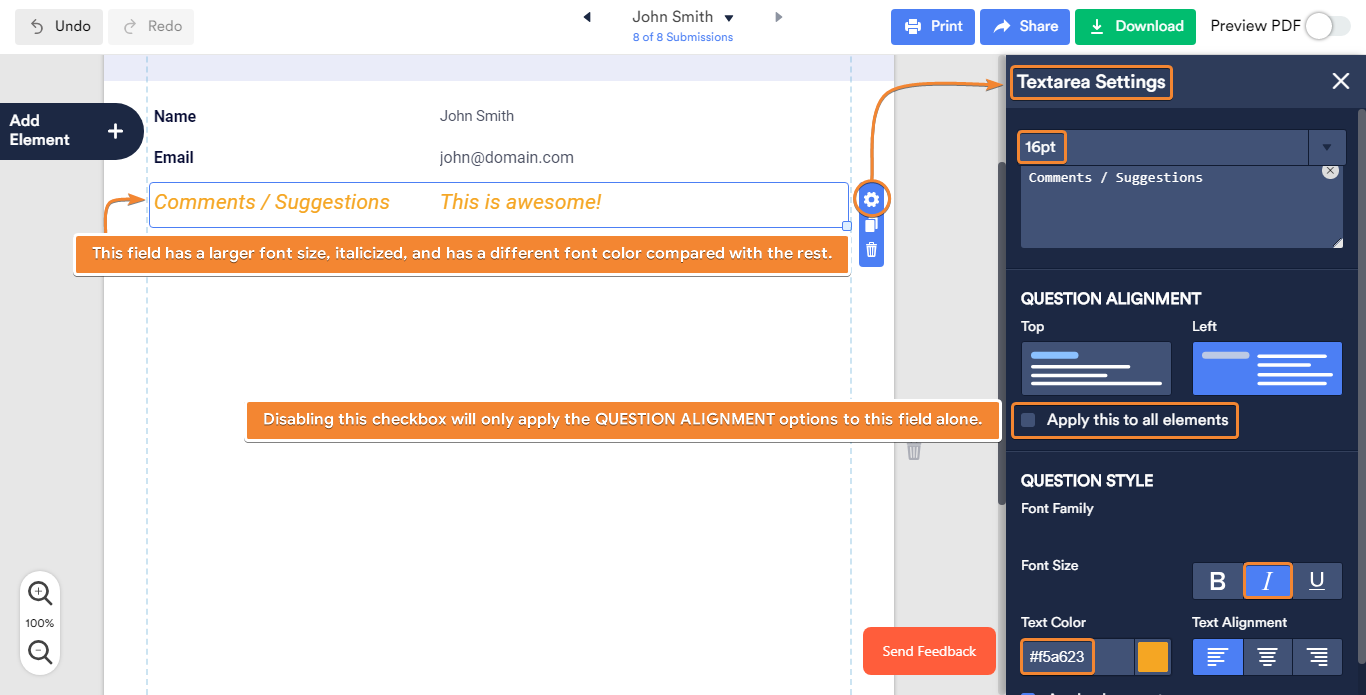 ფორმის გამოგზავნილი მონაცემების PDF დოკუმენტისათვის მინიჭება Image-5