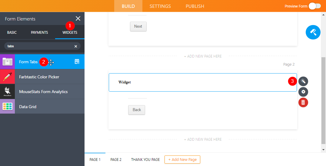 Can I create a multi page form with tabs in JotForm?  Image 2 Screenshot 41