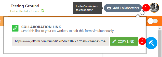 Add collaborators: allow just one form Screenshot 20