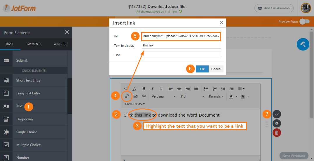 Is there a way to add a downloadable PDF on my form? Image 2 Screenshot 41