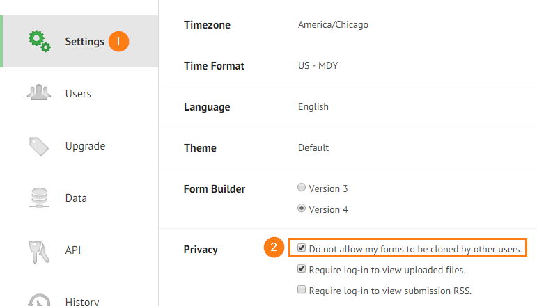 Cant clone a form   Unauthorized request Screenshot 20