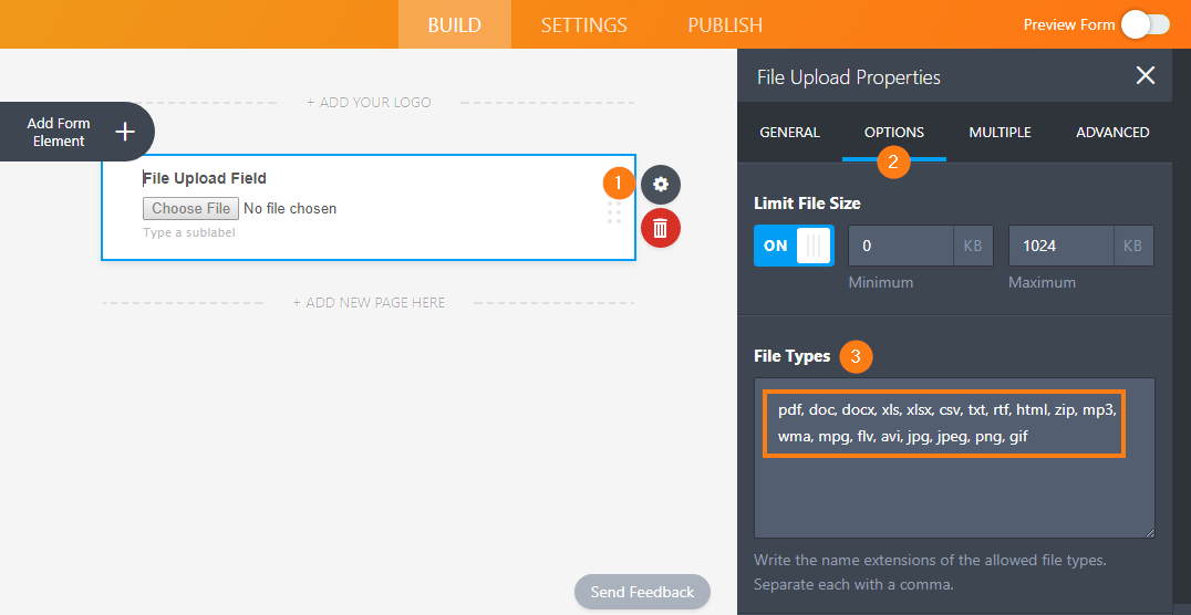 Miten muuttaa sallittuja tiedostotyyppejä Tiedostonlataus-kentässä? Image-2