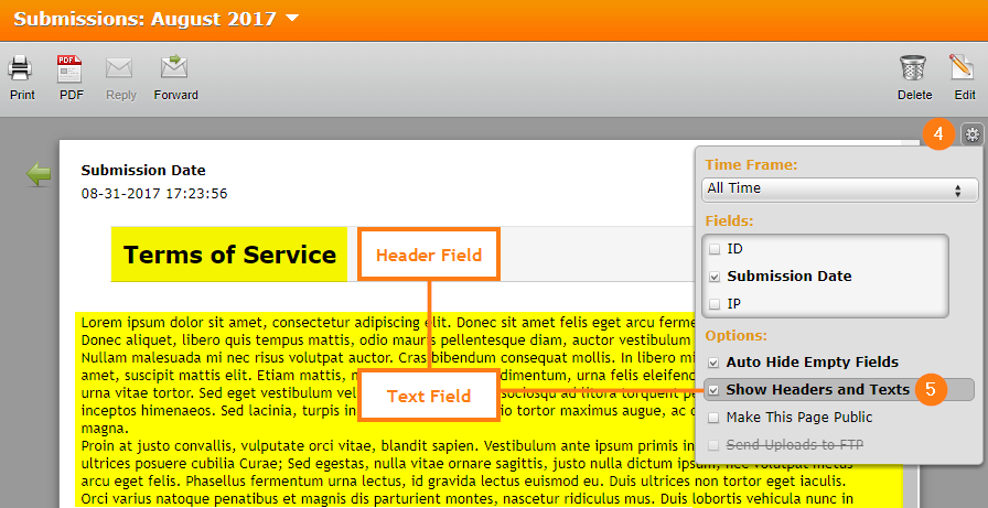 How can I include the Text Fields in my emails and PDF submissions? Image 1 Screenshot 20