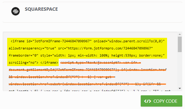 Squarespace: Why the Embedded Jotfrom is being truncated? Image 2 Screenshot 41