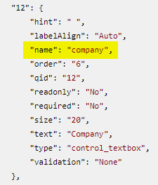 Is there anyway to receive the unique name for a form field within the API Image 1 Screenshot 20