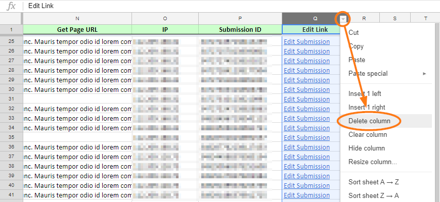 How can I remove the edit links on the integrated google spreadsheet Image 1 Screenshot 20