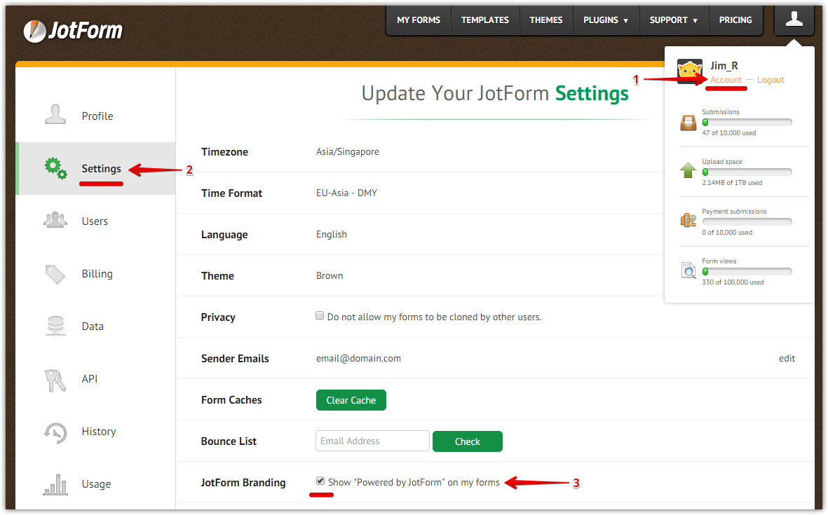 Does the free plan have JotForm branding? Image 1 Screenshot 20