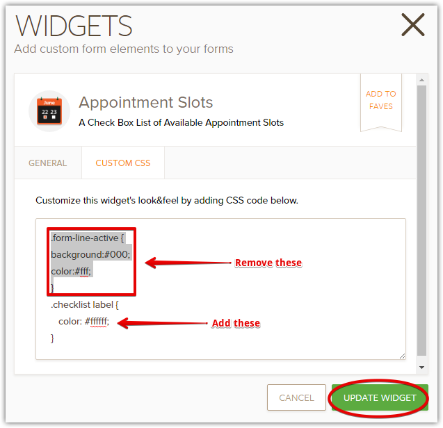 How can I change the color of the labels in the Appointment Slots widget? Image 1 Screenshot 30