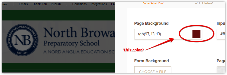 The color of this form keeps showing up as green, not to the color it is set at Screenshot 40