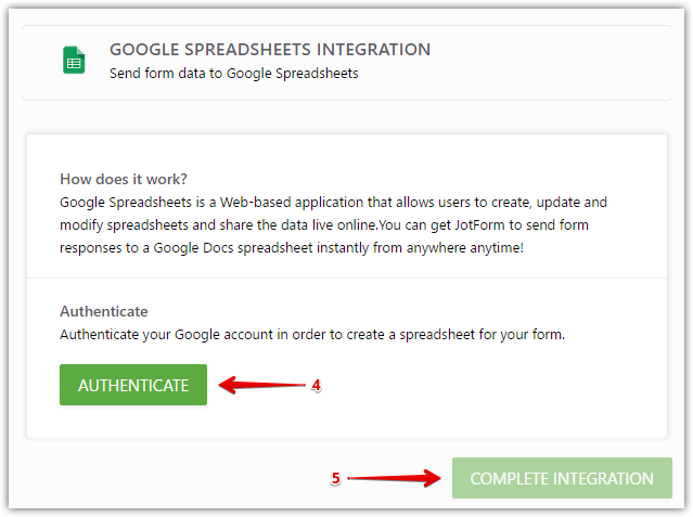 jotform to google sheets