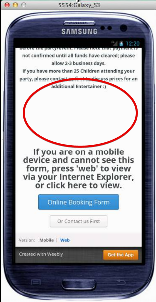 Do the forms not work on mobile devices? I cannot see/view my form that is embedded on my website when viewed on my mobile? Image 1 Screenshot 30