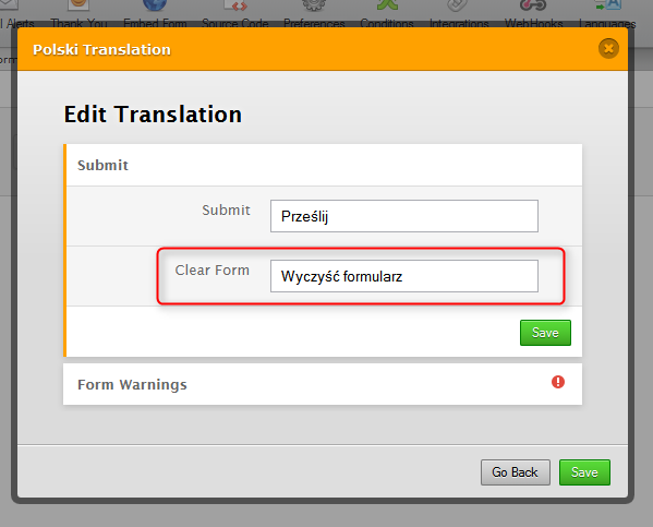 How can I change the form language for Clear Form and in the Email Notification? Image 3 Screenshot 62