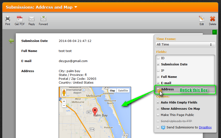 How can I disable the address field map on form submissions? Image 1 Screenshot 20