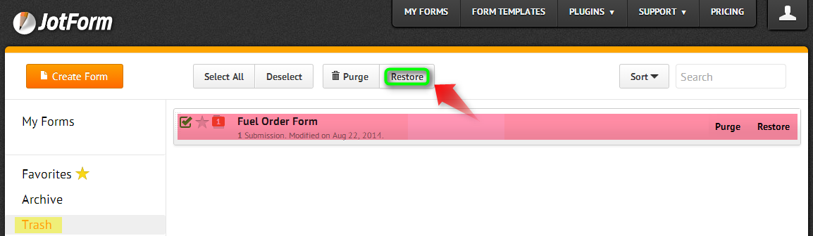 Is it possible to restore a form that was deleted by accident? Image 1 Screenshot 20