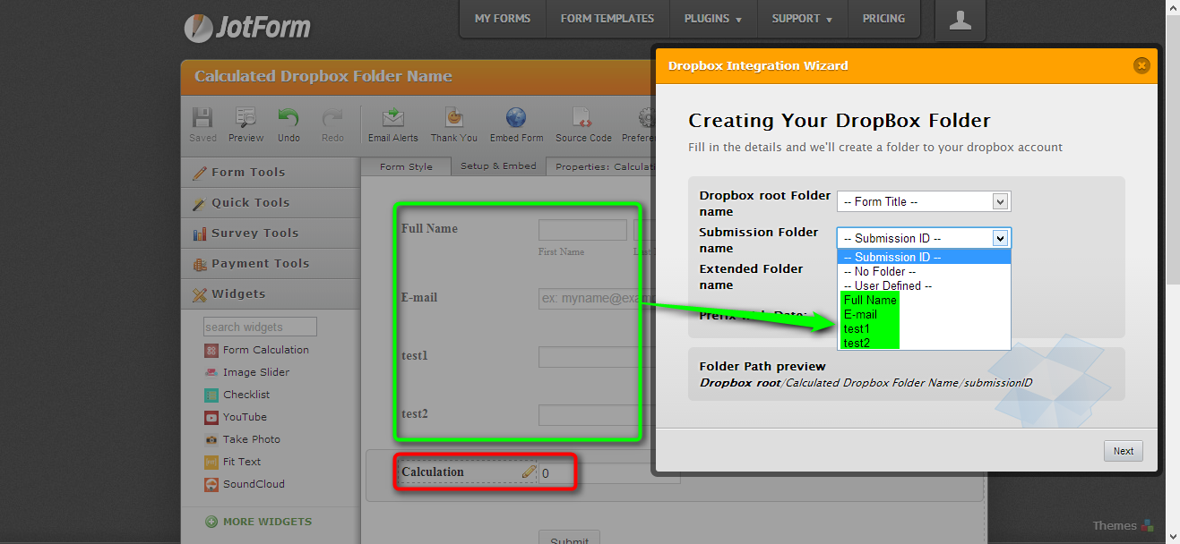 Dropbox Integration Wizard doesnt allow form Calculation  Image 1 Screenshot 20