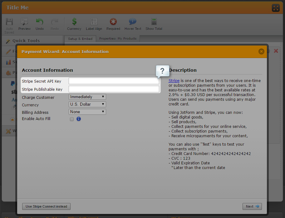 Hide the Stripe Secret Key and other API keys entered in payment field setup Image 1 Screenshot 20