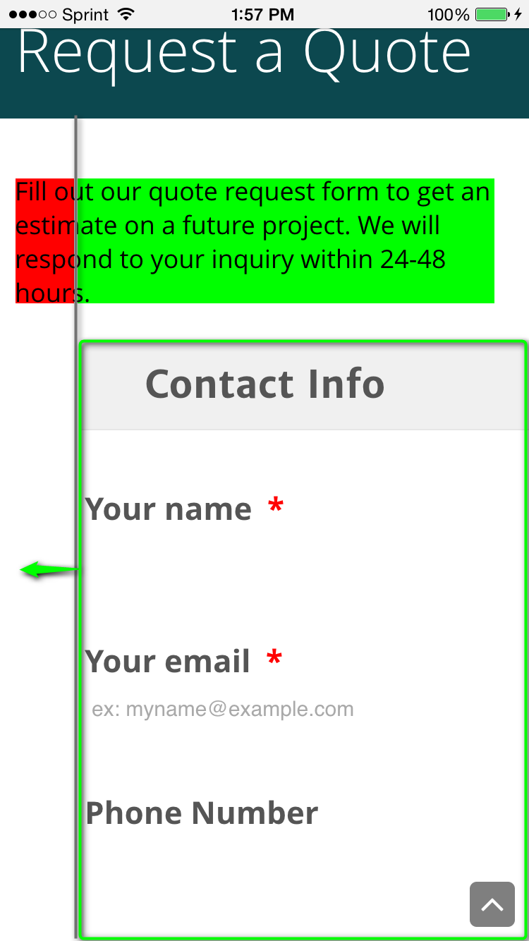 Responsive form looks great on computer but bad on iPhone Image 2 Screenshot 61