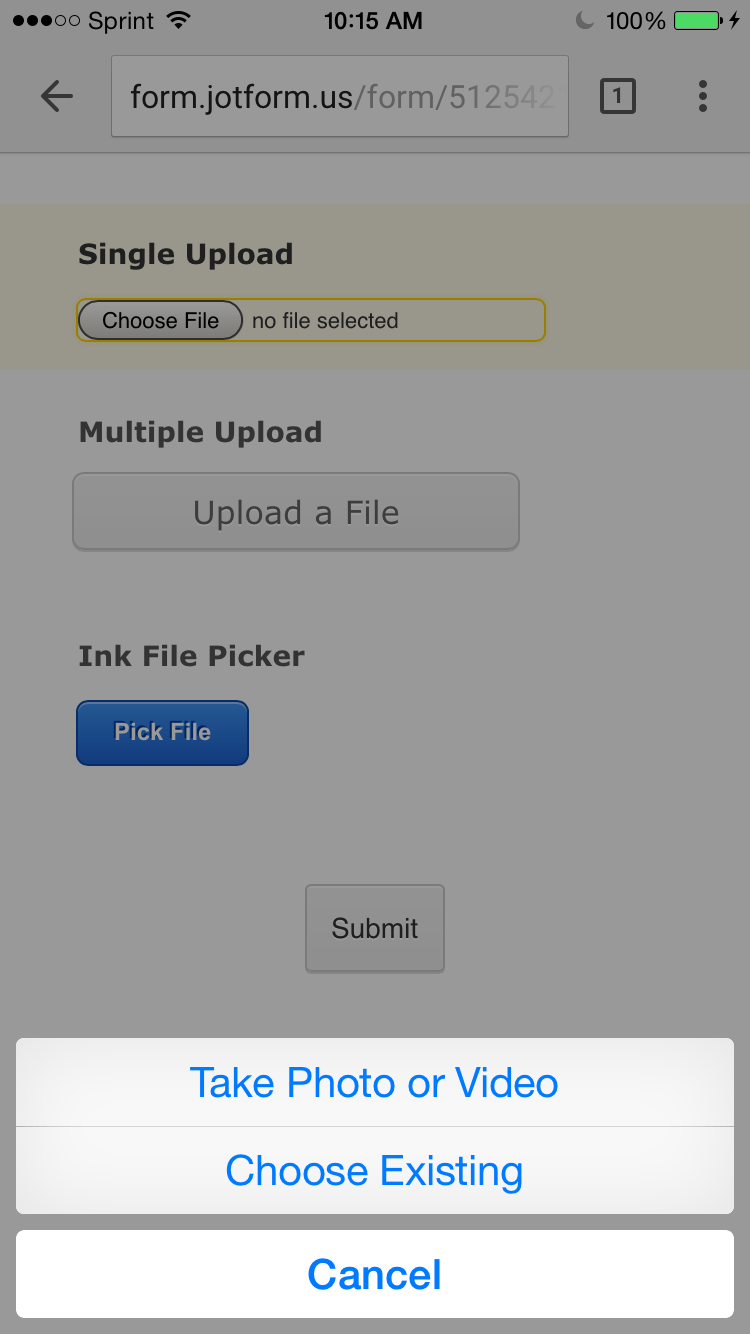 Ink File Picker widget not uploading files from my iPhone Image 1 Screenshot 60
