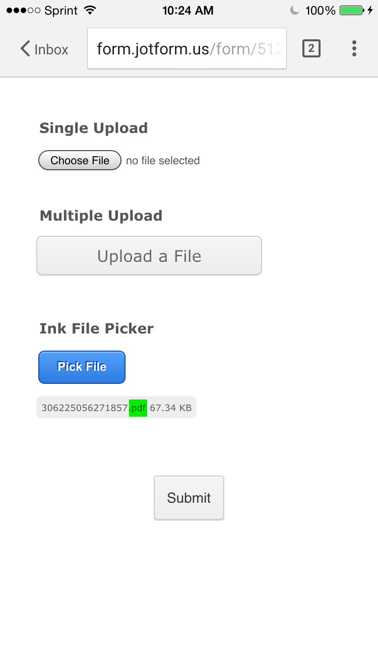 Ink File Picker widget not uploading files from my iPhone Image 5 Screenshot 104