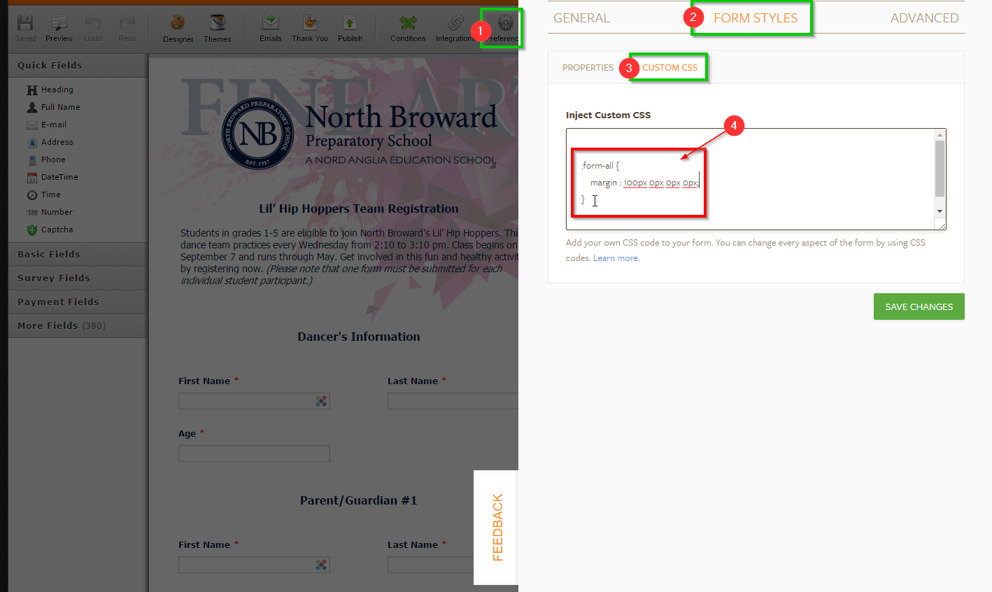 How can I reposition my form back into the center of the form page? Image 1 Screenshot 30