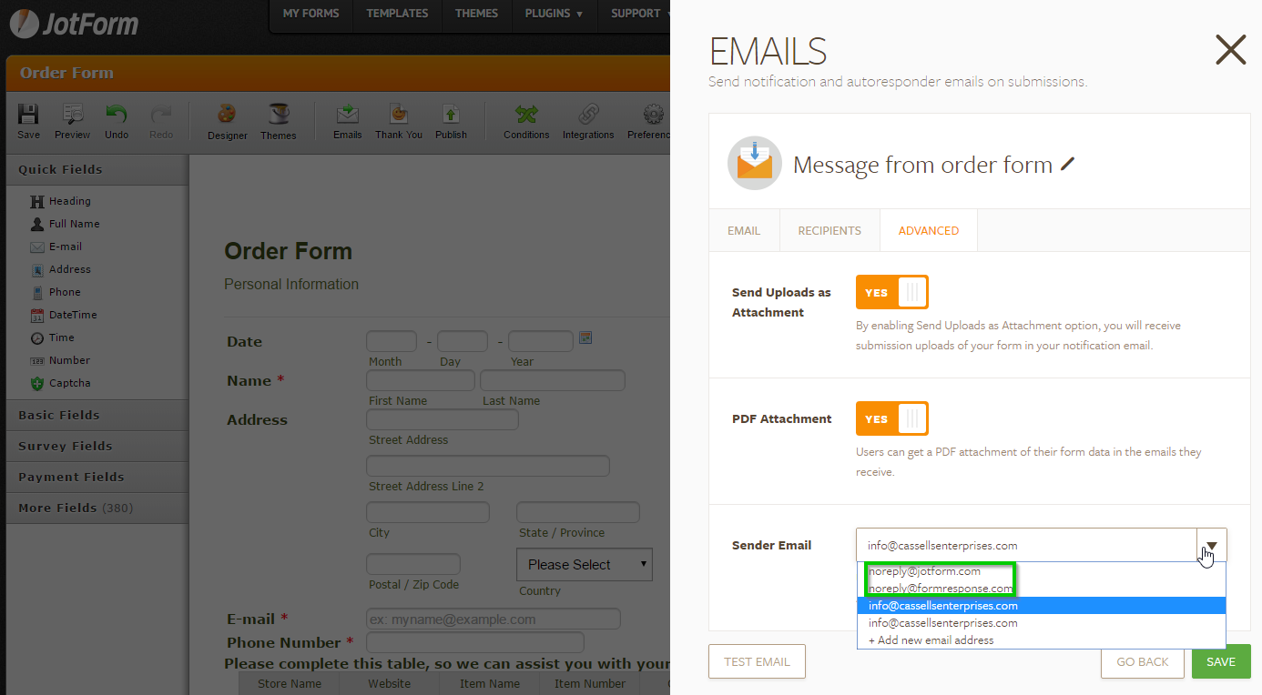 Why are my forms not submitting to the right email address? Image 1 Screenshot 20