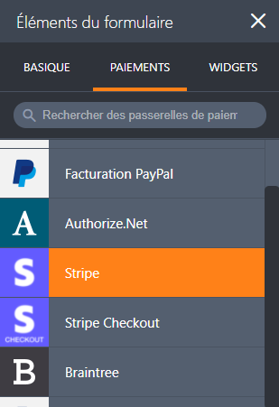 Passerelle de paiement Stripe