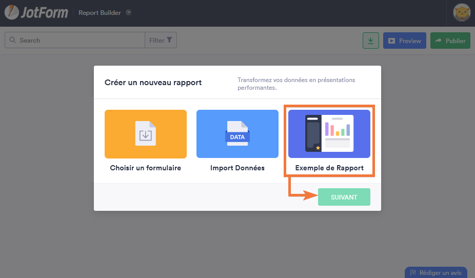 Créer un rapport Exemple de rapport