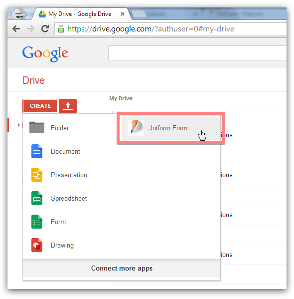 Unable to Create a Form via JotForm Google Drive App  Image 1 Screenshot 20