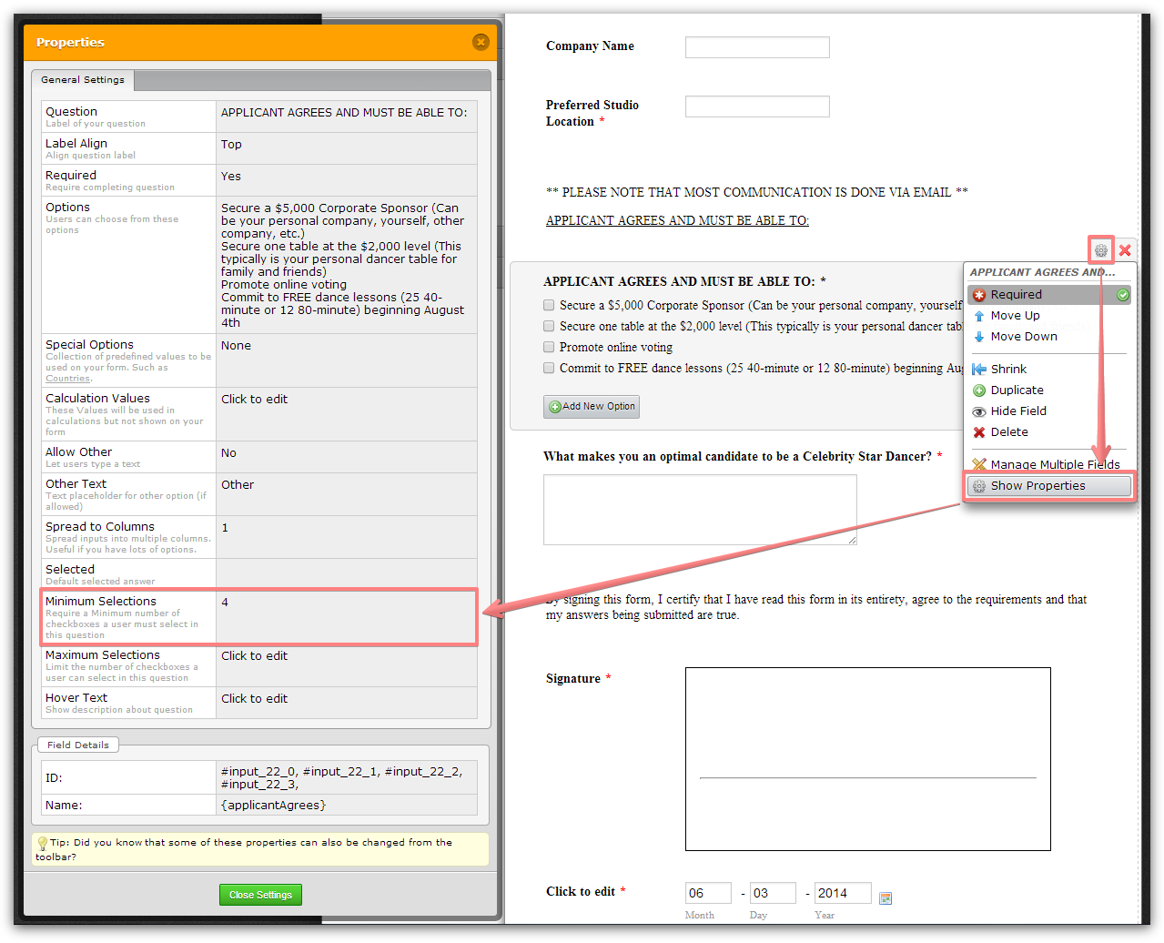 Checklist spacing/requirement settings and minimum selections limit Image 1 Screenshot 20
