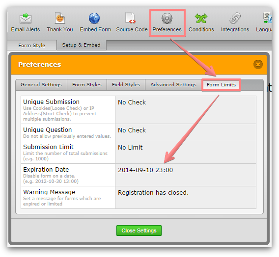 Change scheduler settings: Form expiration date and time Image 1 Screenshot 20