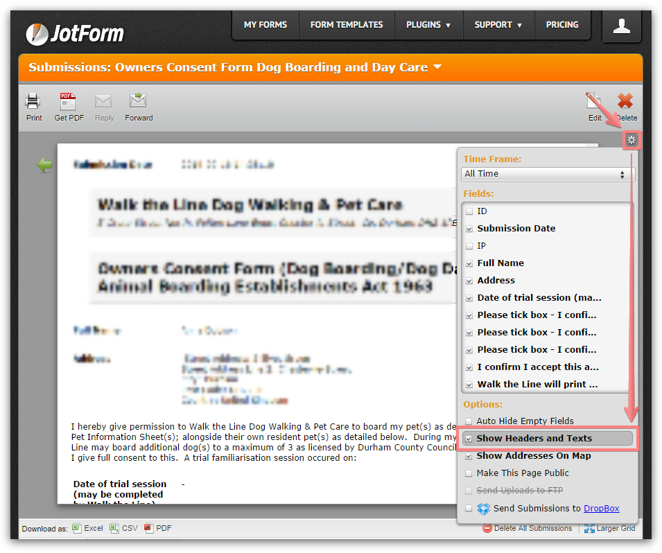How to show form headers and text data on submissions page and PDFs Image 1 Screenshot 30