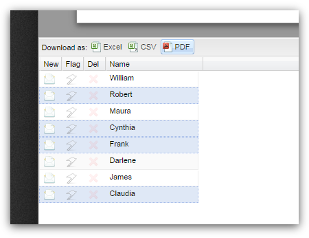 Can I select only a few submissions out of many to export into an excel file or download as PDFs? Image 1 Screenshot 20