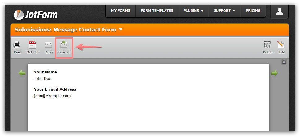 How do I forward submitted jotform entry to others? Image 1 Screenshot 20