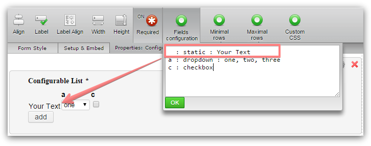 How to add static text items to Configurable List Widget field Image 1 Screenshot 20