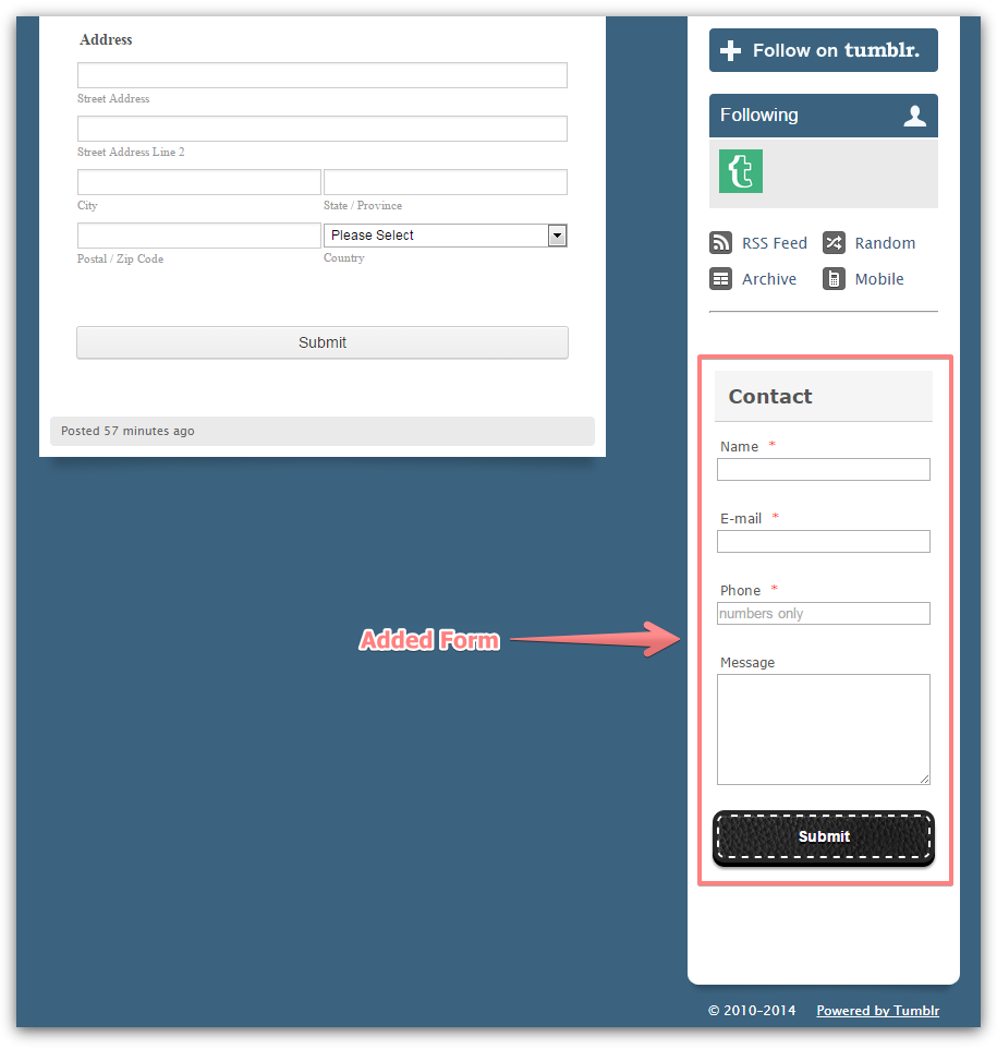 How can I add a contact form to the sidebar of Tumblr? Image 3 Screenshot 62