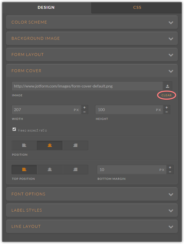 How can I remove the sample logo added in Form Designer above the jotform? Image 1 Screenshot 20