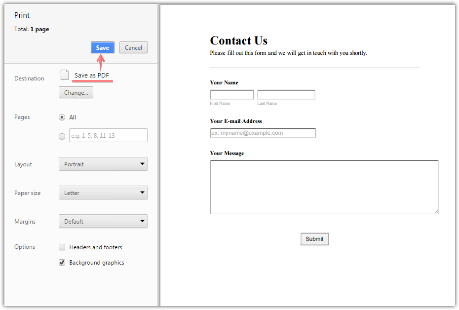 Saving form as a PDF file in Google Chrome Image 1 Screenshot 20