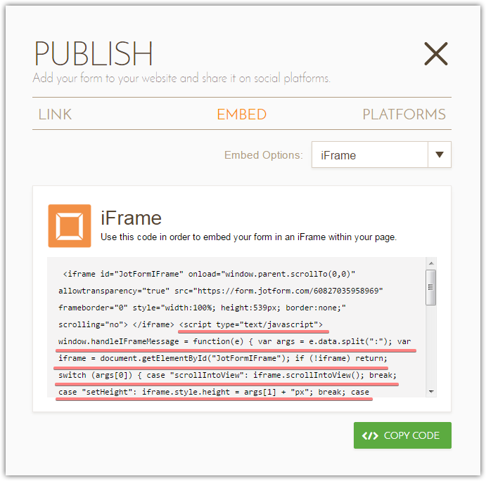 Height issue of iFrame embedded form Image 1 Screenshot 20