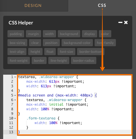 How can I make the text area wider with CSS? Image 1 Screenshot 20