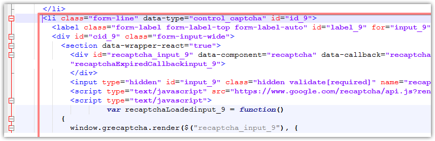 Adding reCAPTCHA code to source code embedded form Image 1 Screenshot 30