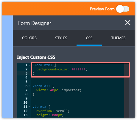 How to change background color of Text field with CSS
